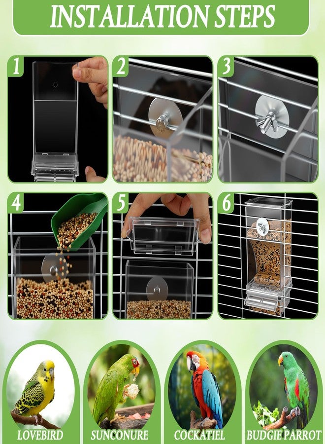 Novabright 7 Pcs No Mess Bird Feeder Water Dispenser Set Include Automatic Parrot Feeder and Drinker with Parrot Paw Grinding Stick Food Accessories for Cage Cockatiels Lovebirds Finch Macaws - Image 5
